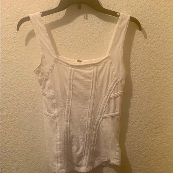 Free People White Ribbed Fitted Sleeveless Tank Top - Picture 8 of 8